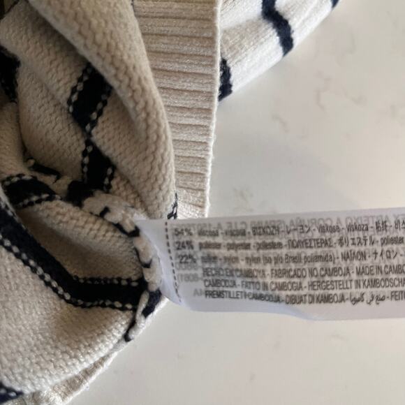 Zara Cream Black Striped Knit Sleeveless Cardigan Sweater Vest Size Small - Picture 6 of 6